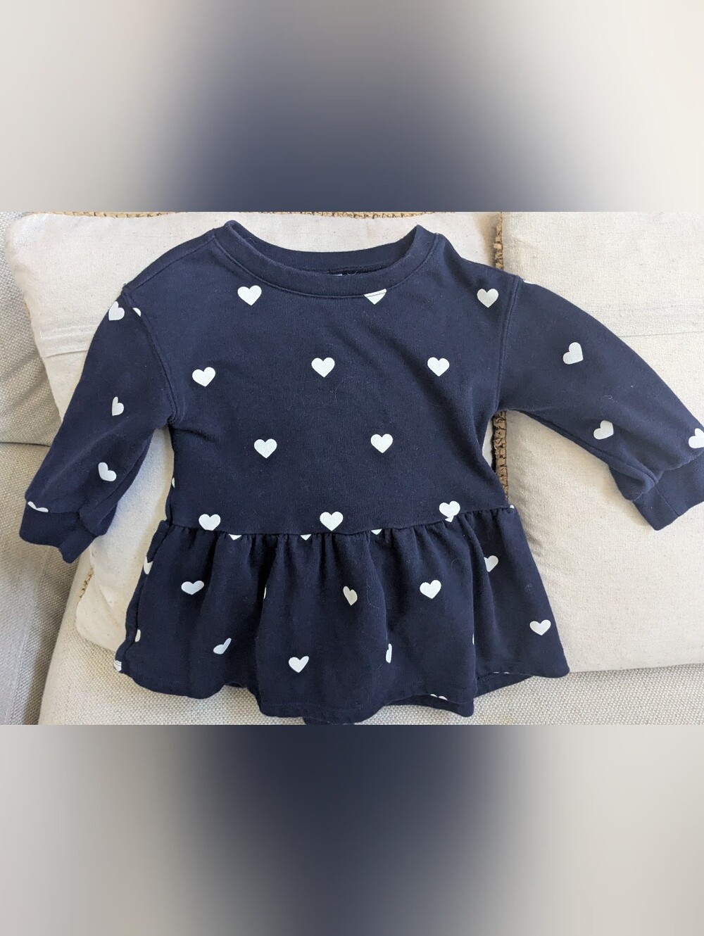 Girls Navy Heart Print Peplum Dress